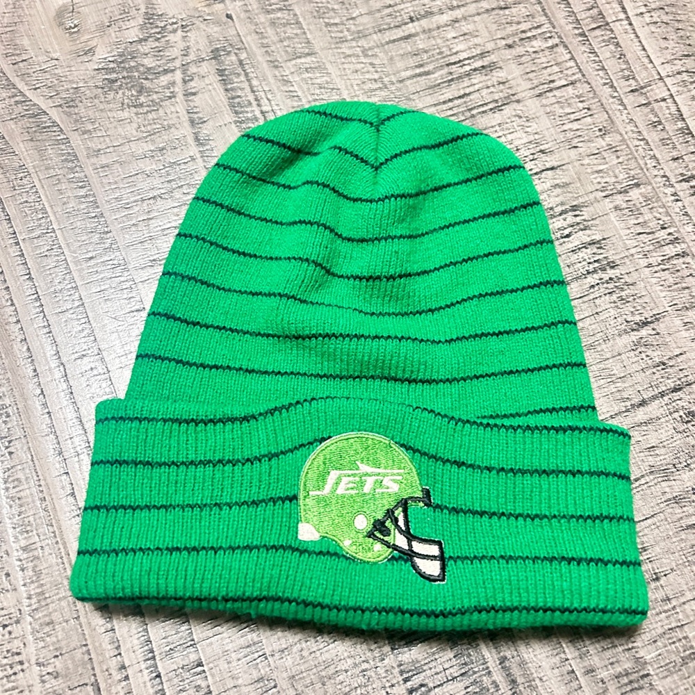 Vintage Green Striped Kids Beanie with Logo